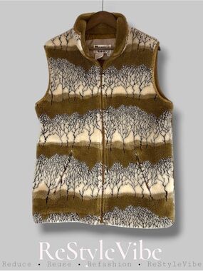 MONICA GRAY Women’s Size M Vest VINTAGE Faux Fur Vegan Quilted Lining Retro 80s